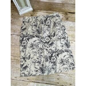 New York City Design Co. Black/cream floral print skirt Womens sz 6 Office Siren